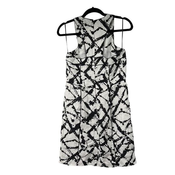 Cynthia Rowley Black & White Pattern Linen Sleeveless Dress - Picture 2 of 8